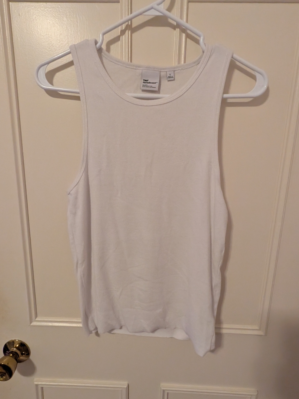 Aritzia Women's White Ribbed Tank Top